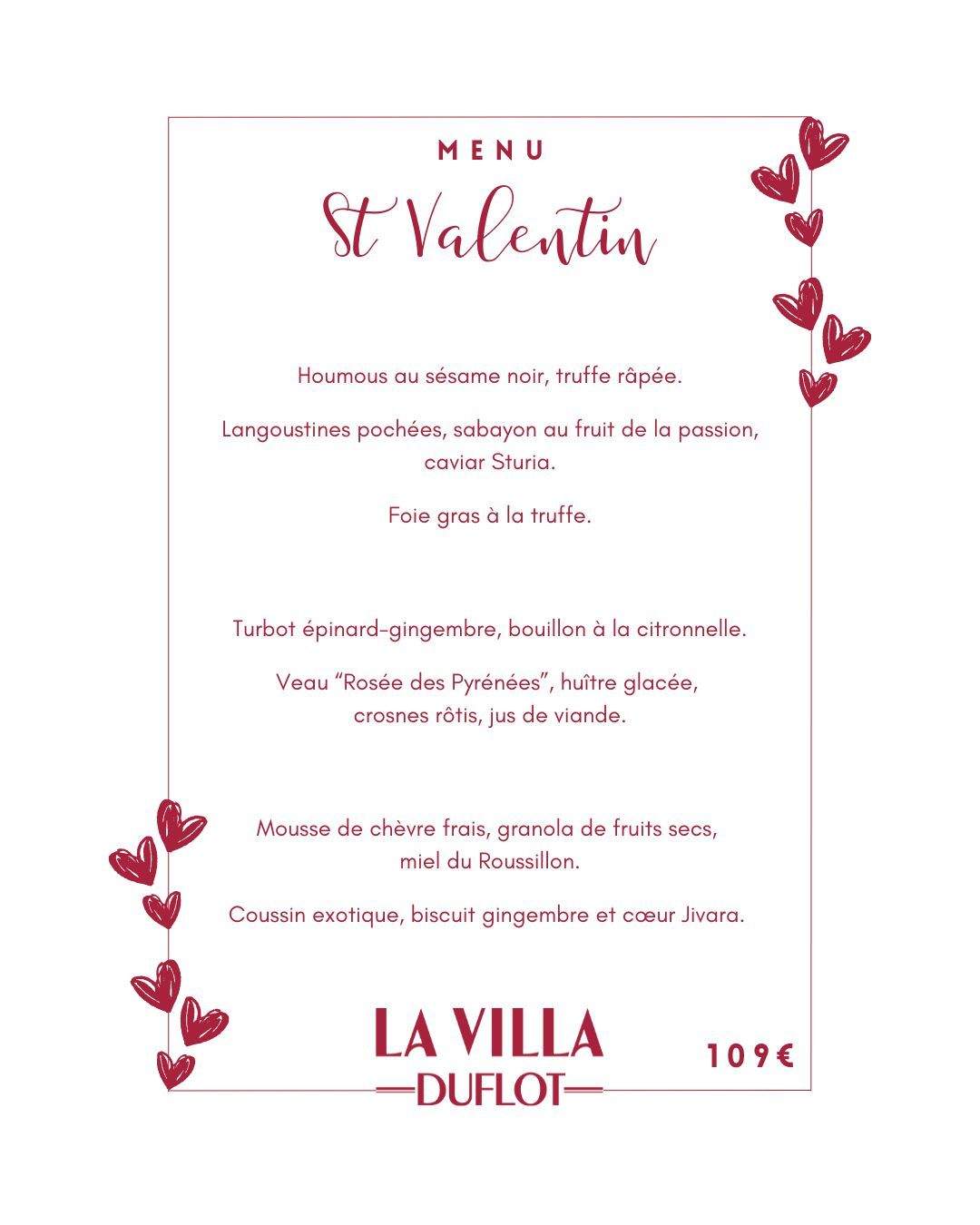 Menu de la Saint Valentin